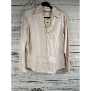 Farinaz Taghavi Shirt Womens 8 Pink Destiny Italian Fabric 100% Cotton Button Up